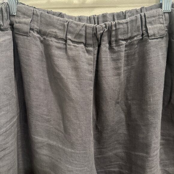 Len Ok Gray Linen Elastic Waist Shorts XXXL Relaxed Fit Coastal Lagenlook Boho - Picture 3 of 8